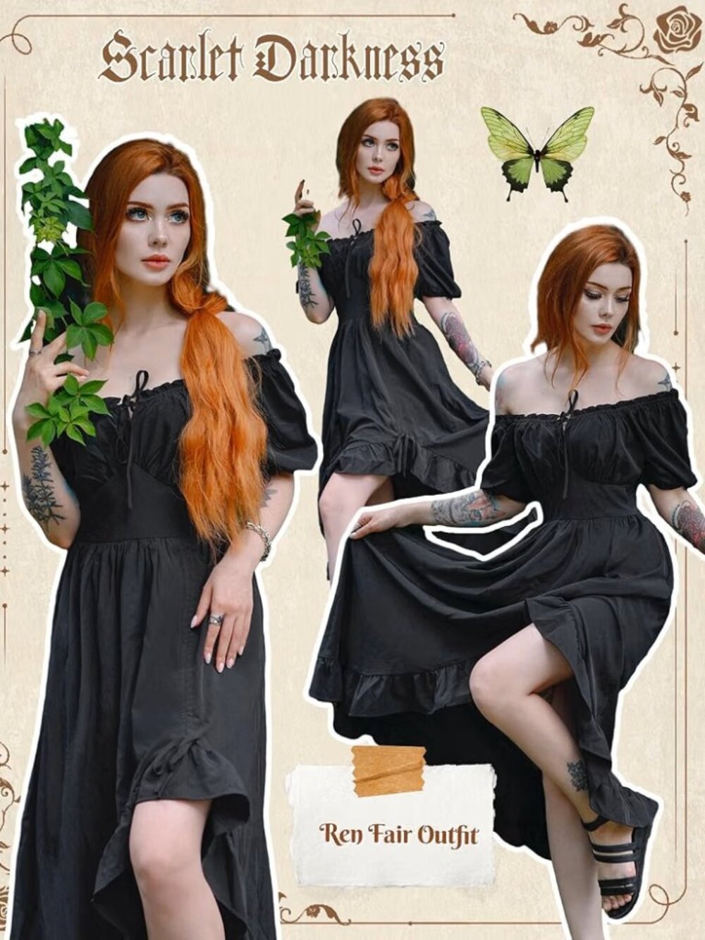 Scarlet Darkness Ruffle High Low Midi Dress